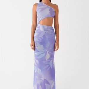 Peppermayo Lavender One-Shoulder Cutout Maxi Dress